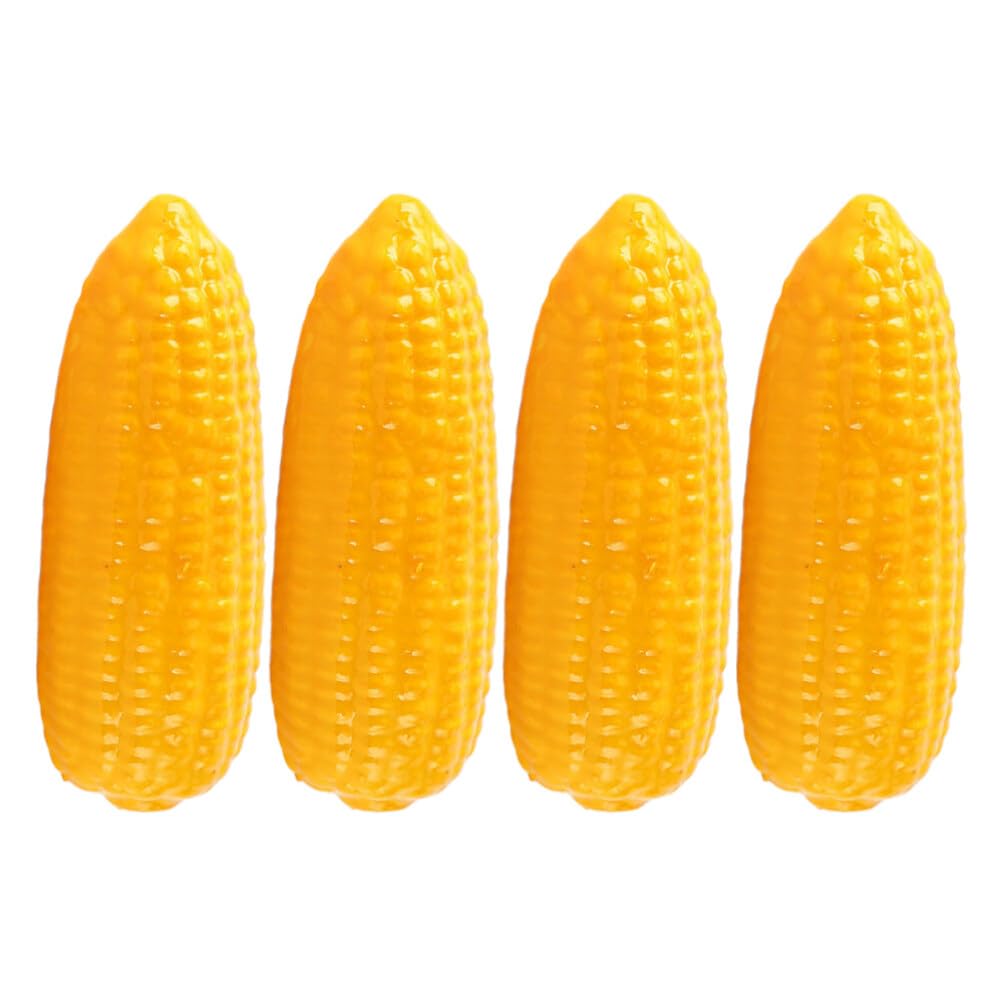 Alipis 4pcs Artificial Corn Lifelike Corn Plastic Corn Cob Fake Corn Realistic Corn Stalks Simulation Vegetable Decorations for Photo Prop, Green, Yellow