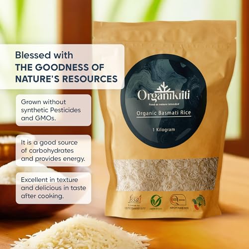 Image of Organikriti Organic Basmati Rice 5kg, Naturally Aged Long Grain Rice With Rich Aroma, Chemical & Pesticide Free, Supports Digestion, Perfect For Everyday Cooking & Healthy Meals