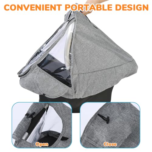 Image of SNOWIE SOFT Sun & Rain Cover for Baby Bassinet Carrier, Protective Clear Roll-up Zipper Curtain, Breathable & Lightweight, Splashproof, Windproof & Dustproof Outdoor Baby Carry Cot Shield