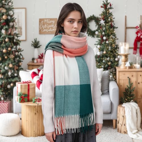 Clothirily Womens Winter Scarf, Oversized Long Blanket Plaid Shawl Wrap - image 8