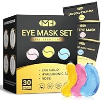 Under Eye Patches(30 Pairs), Eye Mask Patches with 24K Gold, Hyaluronic Acid & Rose, Under Eye Mask for Dark Circles, Puffy Eyes, Under Eye Bags, Wrinkles, Eye Treatment Skin Care for Men & Women Gift