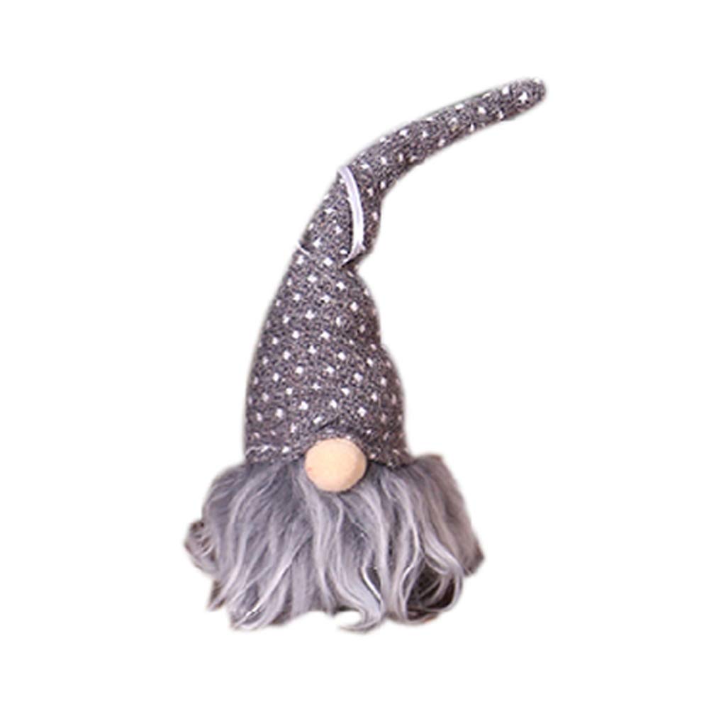 KOVIPGU Christmas Handmade Swedish Gnome Santa Plush Doll with LED Light Ornaments Hanging Xmas Tree Holiday Home Party Decor