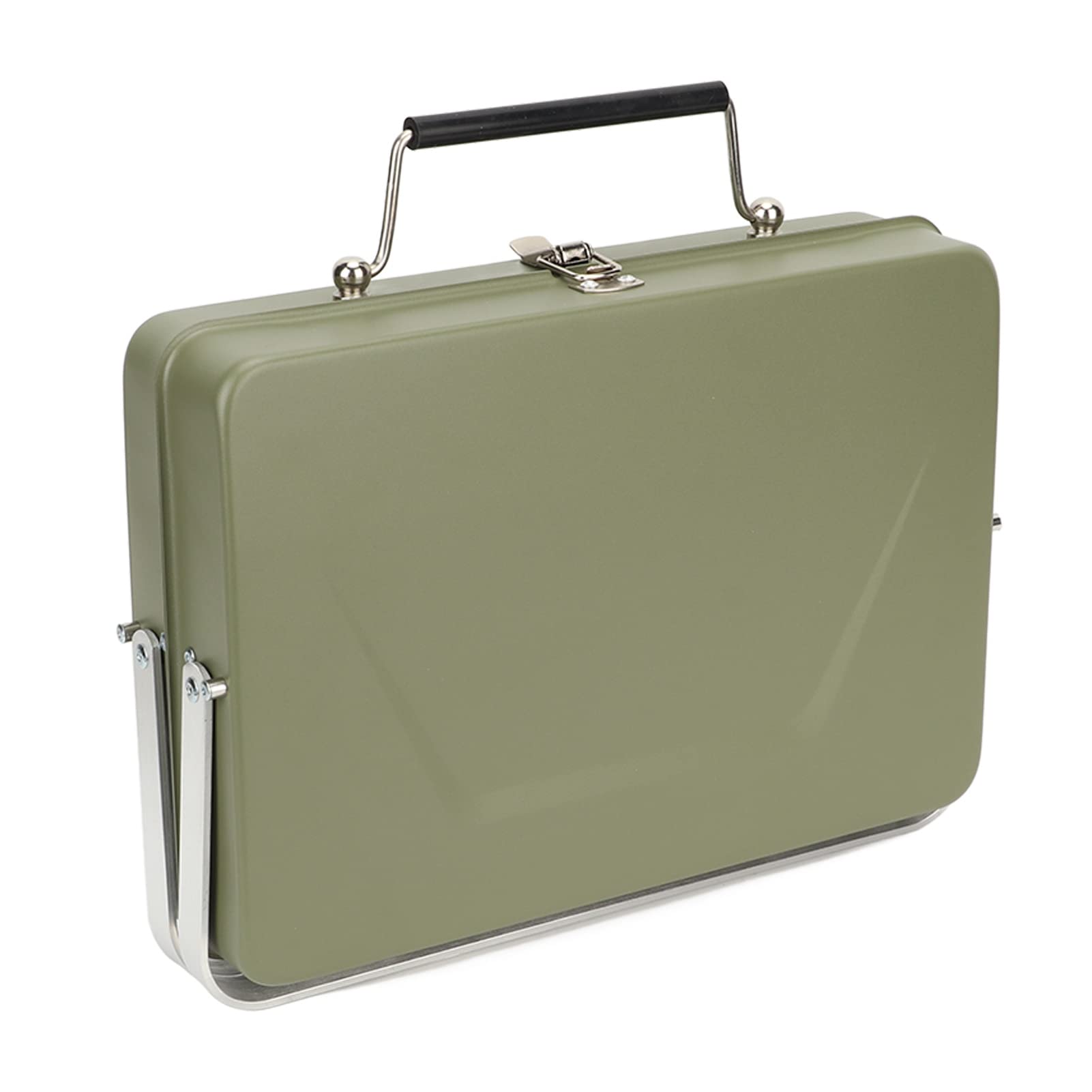 Griglia per barbecue portatile a carbone, pieghevole, compatta, leggera, in acciaio inox, per cucinare all'aperto, per campeggio, picnic, cortile, polvere di ferro, acciaio (Verde)