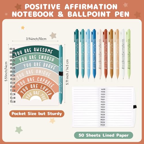 thenshop 40 pcs bulk mental health awareness items self care gifts positive affirmation journals amp pens inspirational spiral notebooks for boss employee staff coworker student teacher rainbow