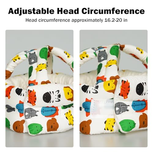 Image of Baby Head Protector Baby Helmet for Crawling Walking, No Bumps Safety Head Adjustable Protective Cap for Walking, Playing (Animals)