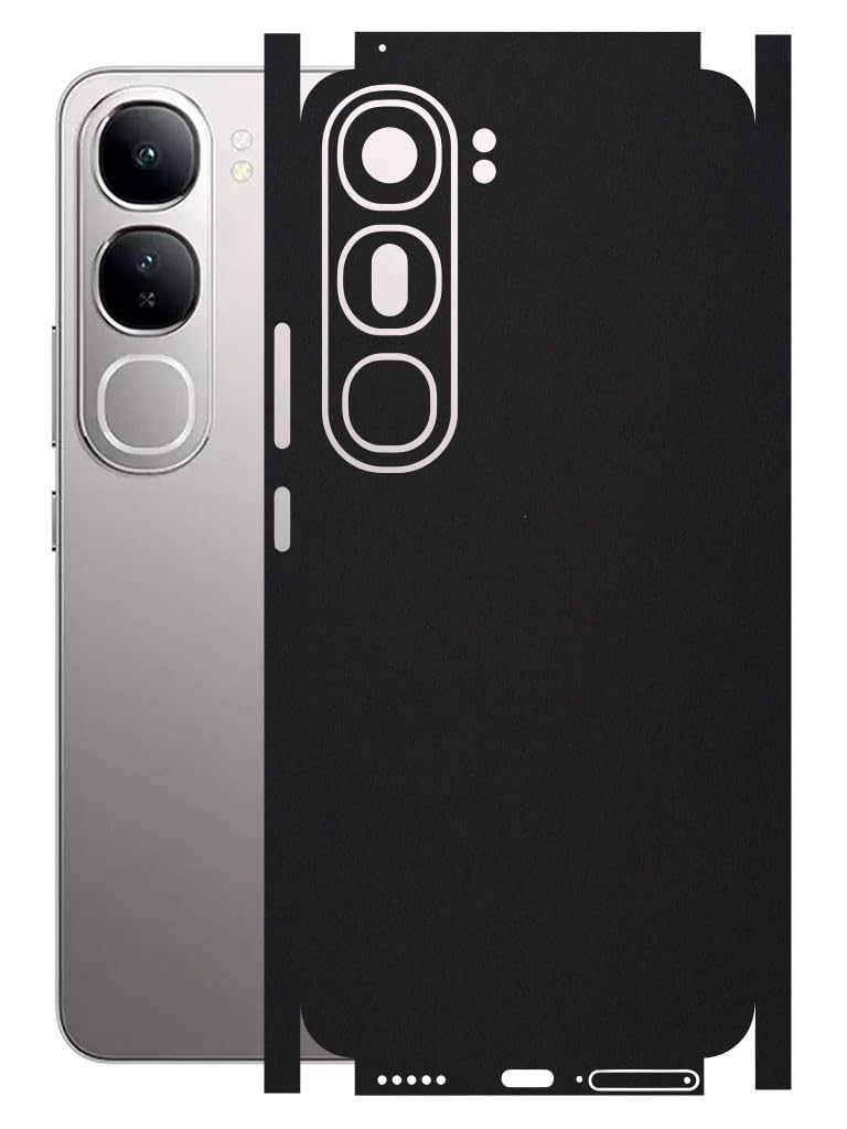 AtOdds Mobile Skin Sticker Wrap | Compatible for VIVO Y300 (5G)| Scratchproof Matte Finish | Full Coverage for All Sides & Camera Protection (Matte Black)-image-37