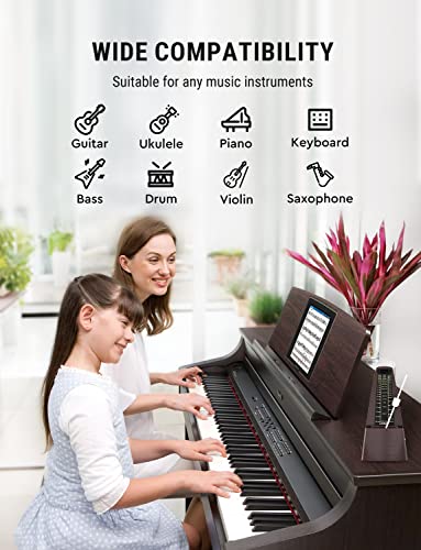 Linrax M2 Mechanisches Metronom für Klavier Violine Gitarre Bass Ukulele Drum Saxophon Banjo Mandoline und alle Musikinstrumente, Spur Tempo und Beat, Lauter Ton, Hohe Präzision, Holzmaserung