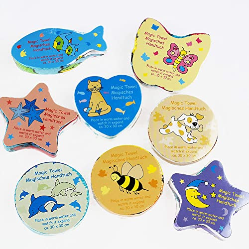 Set of 8 Magical Hand Towels 30 cm x 30 cm with Wonderful Motifs 100% Cotton Set of 8 (= 8 Pieces)