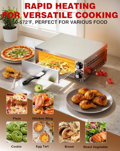 Wantjoin Pizza Oven Indoor - Electric Pizza Ovens Countertop Stainless Steel Commercial Pizza Maker Fits 12" Pizzas, With Timer Crumb Tray, 1100W, For Home, Bars, Food Trucks - Image 3