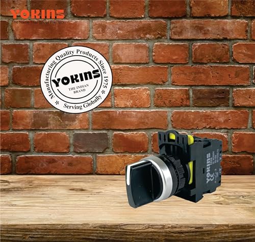 Image of YOKINS Switch Maintained Push Button, 3 way position, EB2M-A-20XS, 22mm Black color with spring return with 2NO (copper & silver contacts)