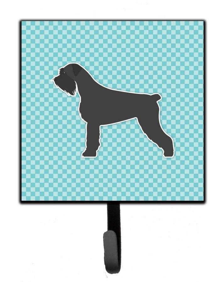 Giant Schnauzer Checkerboard Blue Leash or Key Holder