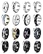 FIOROYAL 16 Stück Edelstahl Ringe Herren Skill Ringe für Männer Frauen Spinner Ring Schwarzer Silber Mode Band Anti Stress Ring Fidget Ring Hochzeitsversprechen Herren Ringe Set 54-69 v12