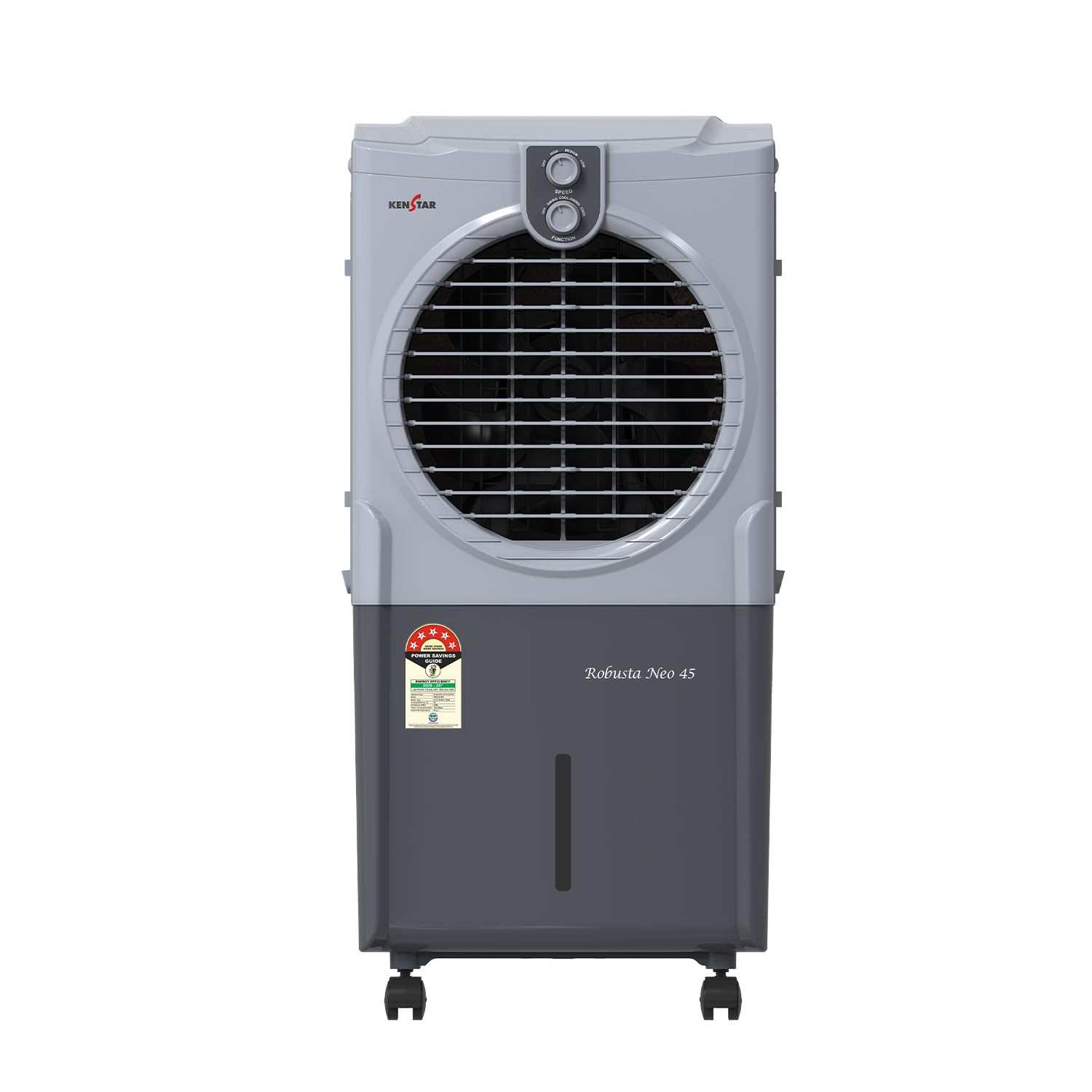 Kenstar Robusta Neo 45 Air Cooler|45L Tank | Honeycomb Cooling Pads|35" Air Throw|100W|3 Speed Control |Water Level Indicator I 5-Star BEE Rating|5-Star Warranty on Pump & Motor|Light Grey & Dark Grey-picture-13