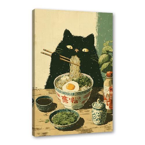 Décoration de cuisine originale chat japonais rétro et grenouille encadrée
