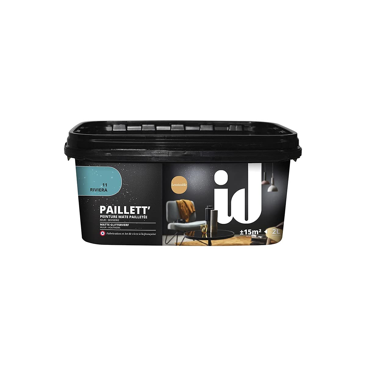 Pintura de acabado mate con purpurina PAILLETT 2L RIVIERA - ID Paris