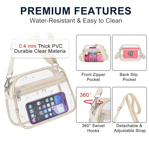 Image of Oraben Clear Bag for Stadium Events Clear Purse Stadium Bag Satchel Handbags for Sports Events Concerts Festivals | Stadium Approved