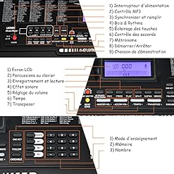 COSTWAY Clavier Piano Électrique 61 Touches, Instrument Portable avec Microphone, Support Réglable, Tabouret Pliable et… - Les Beatles, Paul McCartney, John Lennon, RIngo Starr, George Harrison COSTWAY Clavier Piano Électrique 61 Touches, Instrument Portable avec Microphone, Support Réglable, Tabouret Pliable et… – Image 2