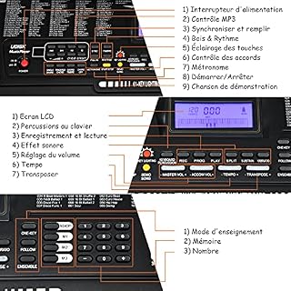 COSTWAY Clavier Piano Électrique 61 Touches, Instrument Portable avec Microphone, Support Réglable, Tabouret Pliable et… - Les Beatles, Paul McCartney, John Lennon, RIngo Starr, George Harrison COSTWAY Clavier Piano Électrique 61 Touches, Instrument Portable avec Microphone, Support Réglable, Tabouret Pliable et… – Image 2