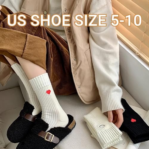 Heart Fuzzy Socks for Women - Smiling Face Warm Cozy Soft Ankle Socks - Fluffy Thick Winter Home Barefoot Crew2
