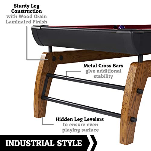 Hall Of Games 7' Edgewood Drop Pocket Table With Pool Ball And Cue Stick Set #TOP6