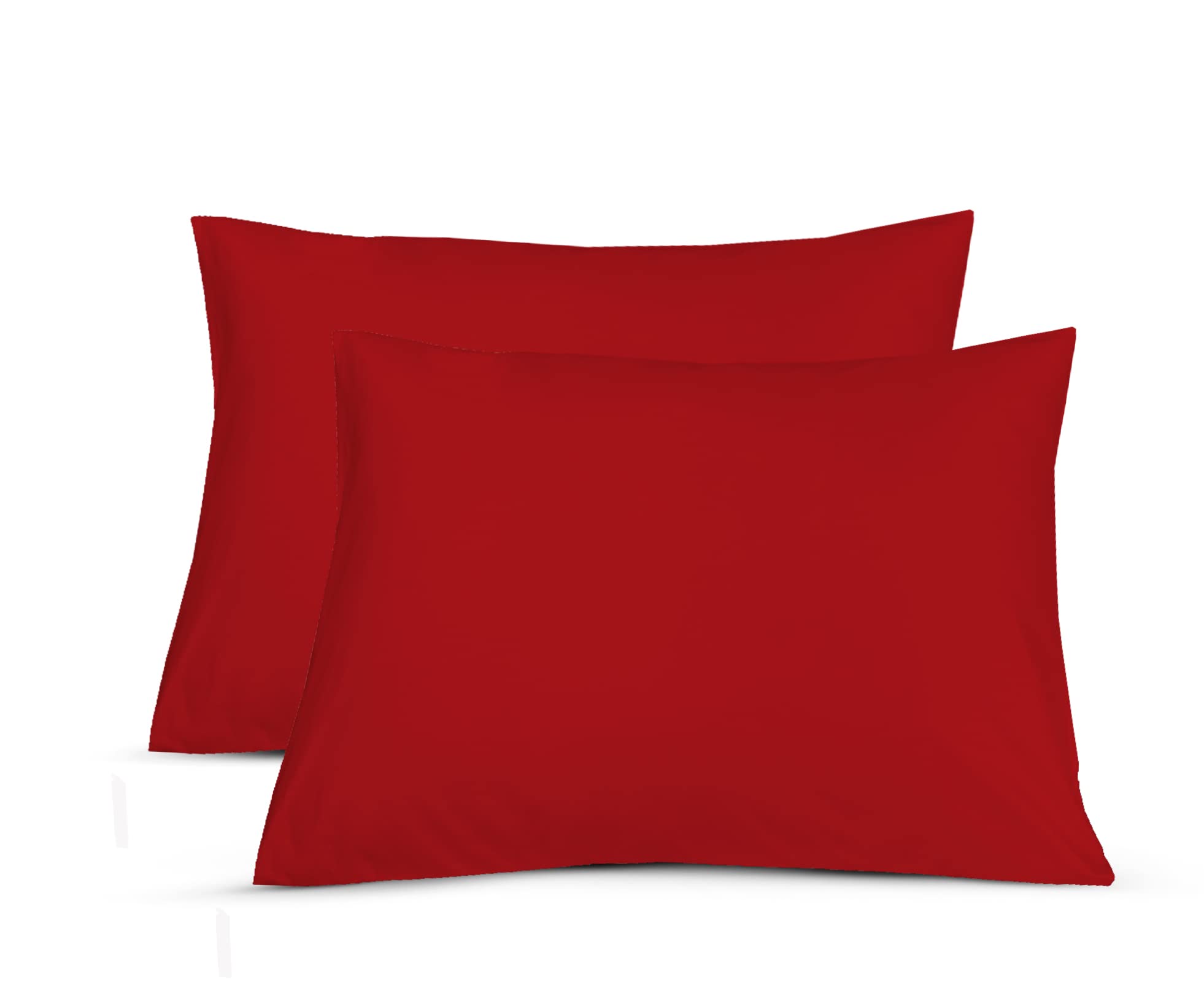 Crescent Collection Plain Housewife Pair Of Pillowcase (Red, Pair Of Pillowcase)