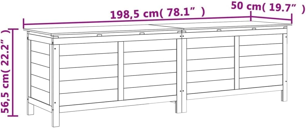 Wood Deck Box, Outdoor Storage Box Patio Storage Container for Tools Cushions, Patio Storage Cabinet, Brown 78.1"x19.7"x22.2" Solid Wood Fir