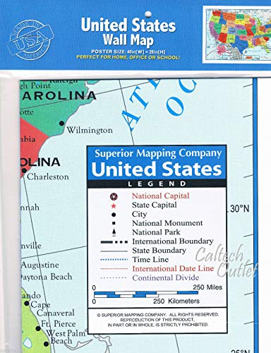 Pack of 2 Superior Mapping Company United States Poster Size Wall Map 40" x 28" with Cities (2 Maps) - Thumbnail 5