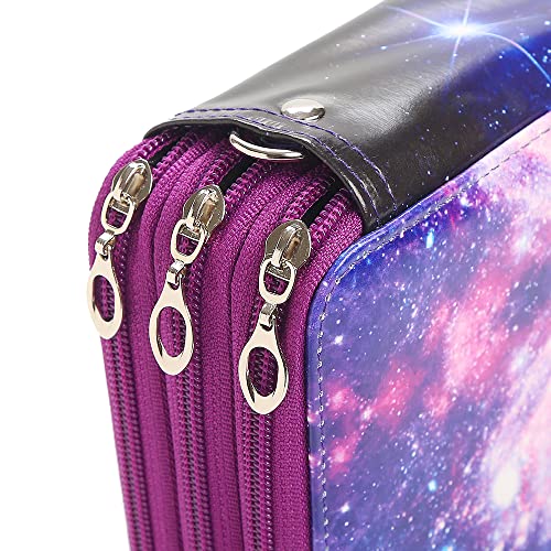 Image of 72 Slots Pencil Case Organizer w /Removal Handle Strap | 3-Layer Zipped Pencils Box Large for Colored Pencils Watercolor Pencils for Office and Travel for Artist