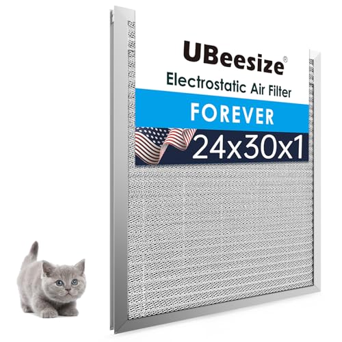 Image of UBeesize 24x30x1 Reusable Electrostatic Air Filter HVAC AC Furnace Filter,MERV 8,Washable, Lasts a Lifetime,Permanent Air Filter,Breathe Fresher,Home And Office(Actual Size:23.78x29.84x0.8 Inch)