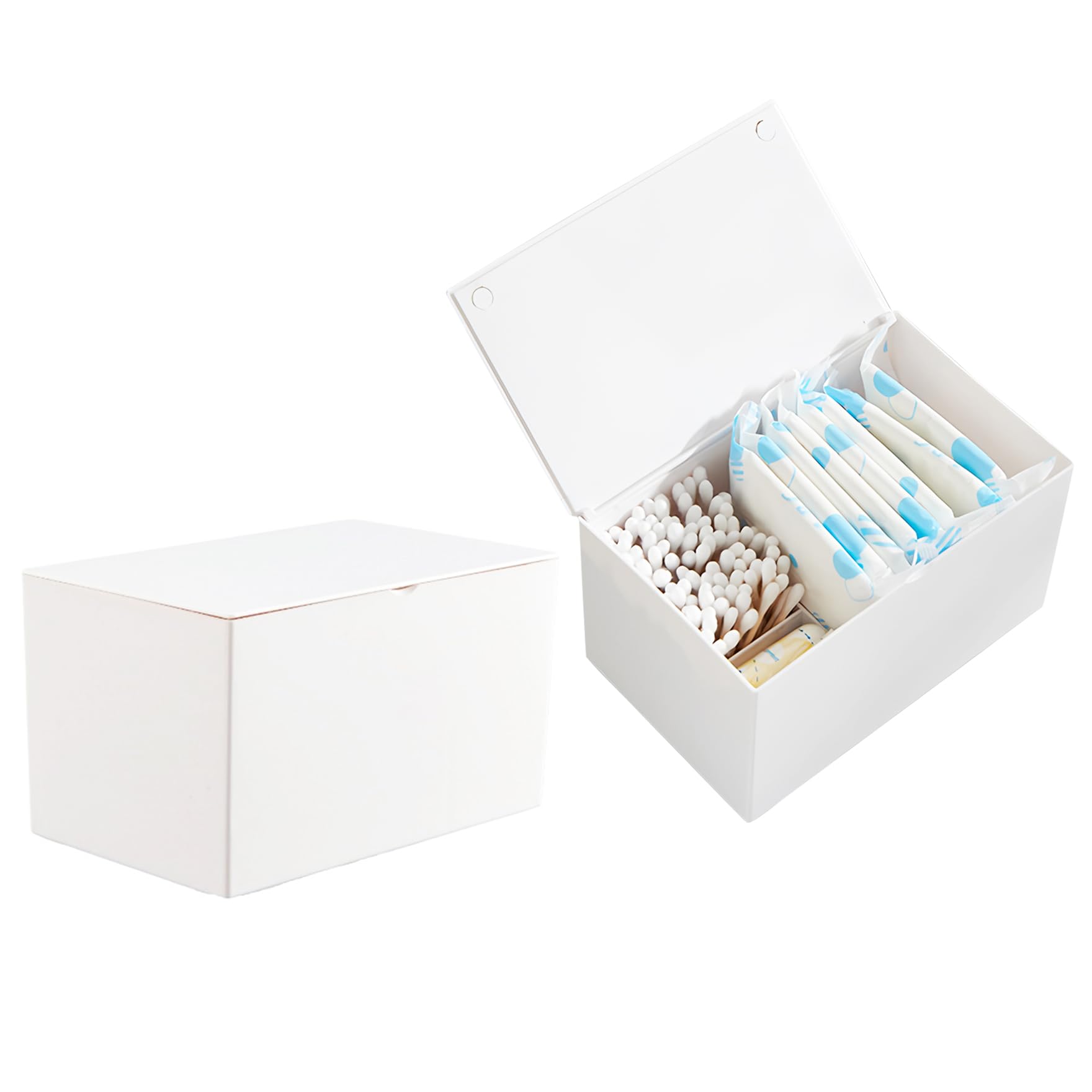 Klmnop 2 Pcs Tampon and Pad Organizer for Period, Sanitary Napkin Holder, Feminine Sanitary Pad Tampon Storage for Bathroom(White)