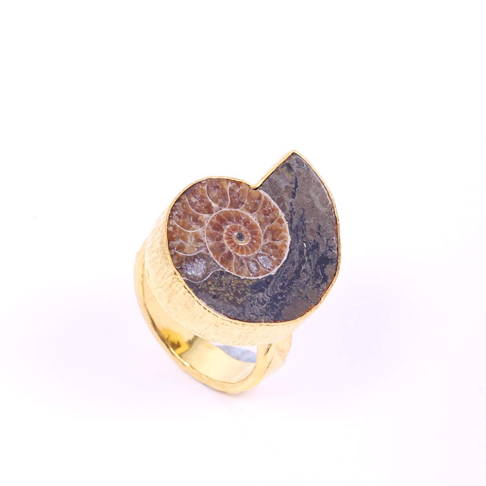 Bhagat JewelsAmmonite Brown Fossil Gemstone Ring For Women