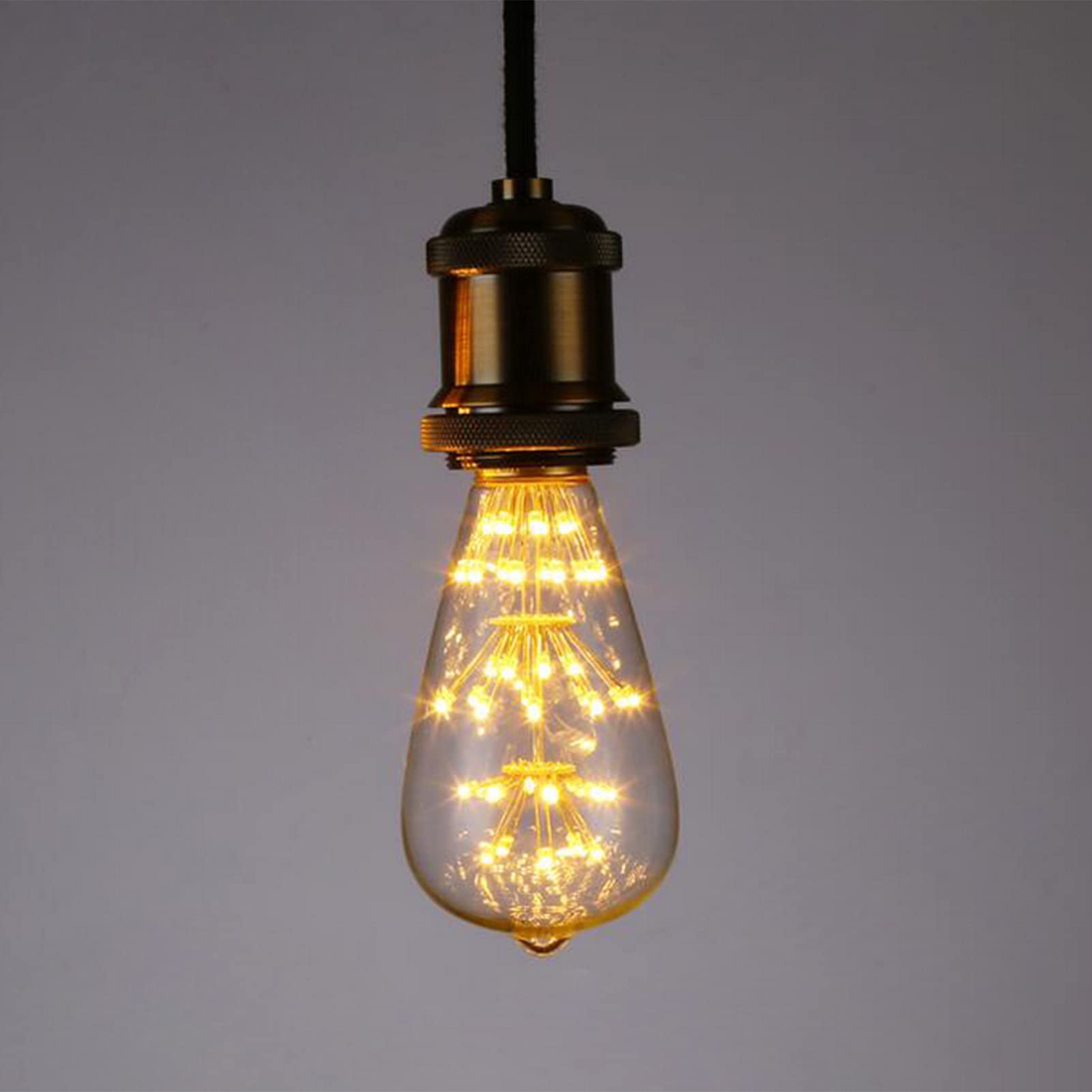 Lampadina LED Edison vintage, stile industriale americano St64 Lampadina LED Gypsophila giallo caldo, confezione 2 3W 360 gradi; Lampadina E27 con angolo del fascio non dimmerabile