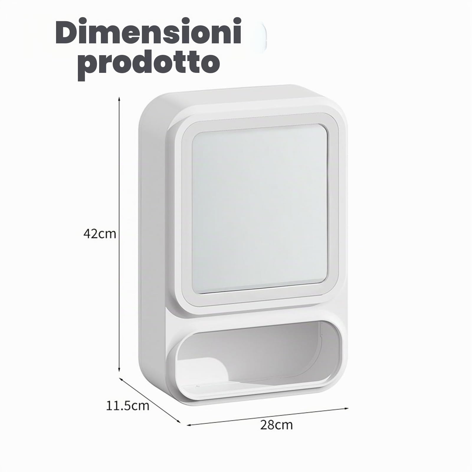 Armadietto da bagno con specchio, montaggio a parete, salvaspazio, in plastica, con fessura per fazzoletti e porta magnetica, per trucchi, articoli da toeletta