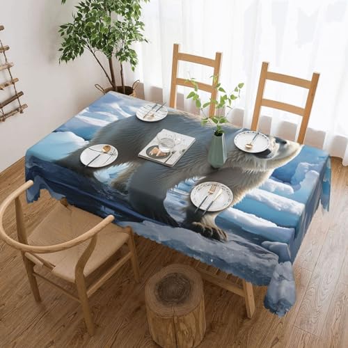 Nappe anti-tache rectangulaire 137x183 cm infroissable style rustique banquise - 2