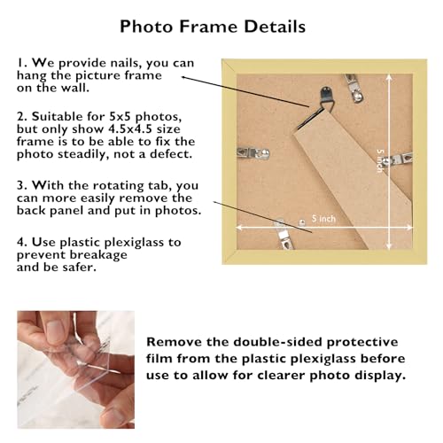 Image of JCJMY 5x5 Picture Frame Gold for Wall Hanging or Tabletop, Wall Mounting Horizontally or Vertically, 5 x 5 Square Wall Gallery Poster Photo Frame with Shatter Resistant Plexiglass, Gold