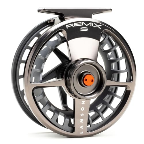 LAMSON | Remix S-Series Size -5+ Fly Fishing Reel | All-Water | Large Arbor, CNC Machined Frame + Pressure Cast Spool, Durable | Smoke | 4wt 5wt 6wt Size