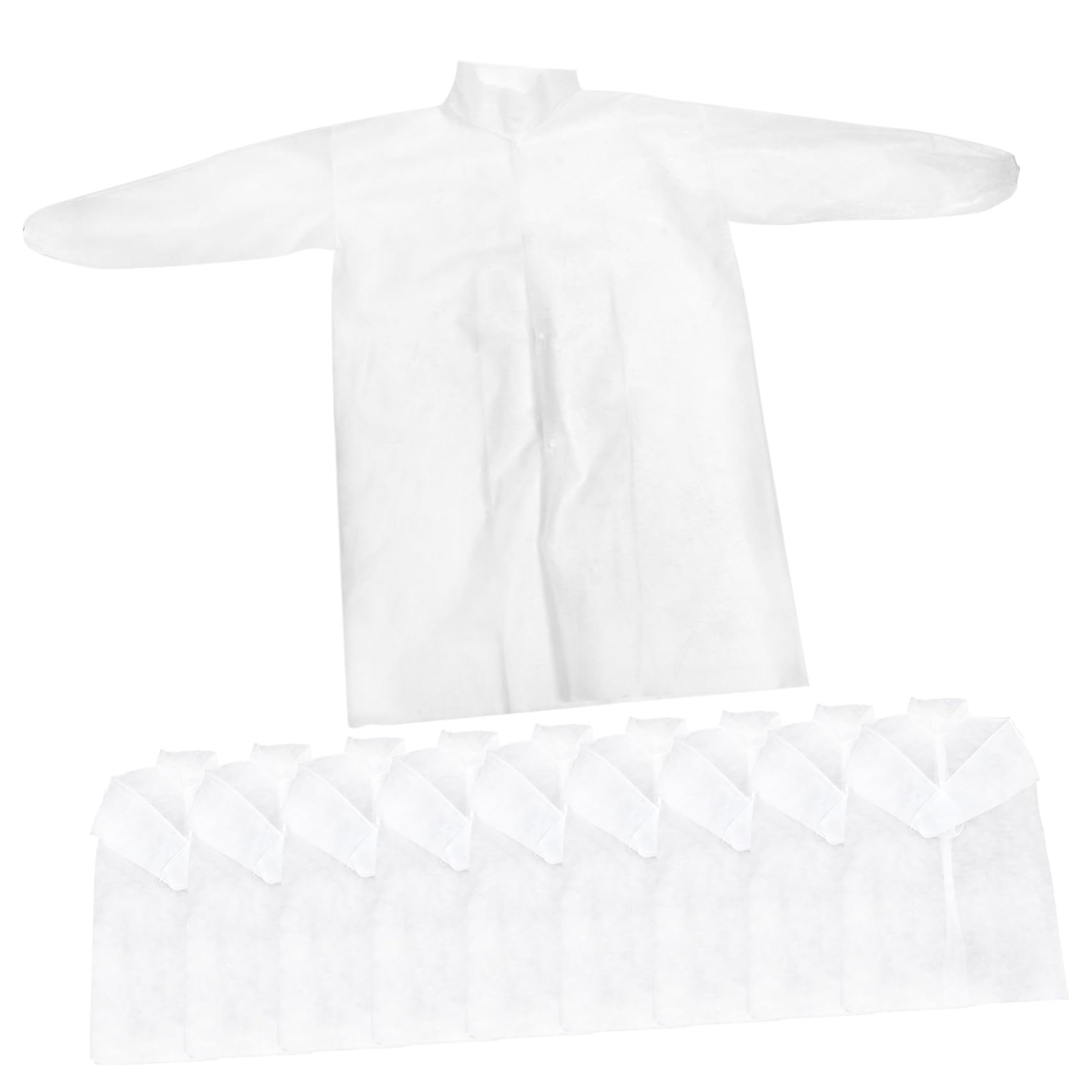 FOMIYES 10pcs Disposable Lab Coats Breathable Comfortable Long Sleeve Workwear Buttons Non-woven Material One Size Fits Random Style