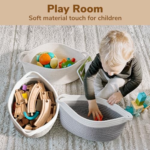 Image of Goodpick Small Woven Rope Gift Basket Empty, 12 inch x 8 inch x 5 inch, Mixed Brown