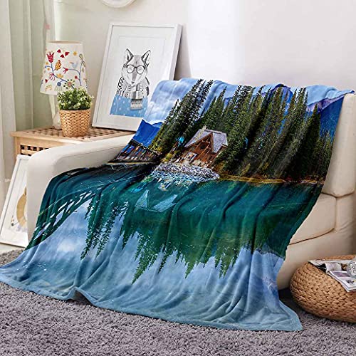 Couverture Polaire en Flanelle Imprimé Lac Vert 150x200cm