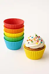 Kit Formas de Silicone para Cupcake 6 ou 12 Unidades | Antiaderente, Flexível, Livre de BPA | Cores Sortidas | Ideal para Forno, Airfryer, Micro-ondas e Lava-louças