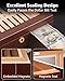 Flauno Cigar Humidor with Lock, Air Circulation System, up to 70 Cigars, Spanish Cedar Wood, Accurate Digital Hygrometer, Drawer, Humidifier, Divider, Gift for Cigar Lovers