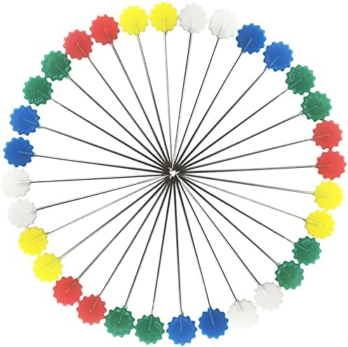 Yosawa 200 Pcs Sewing Pins Straight Pins Quilting Pins Decorative Pins with Colored Heads for DIY Craft Dressmaker Assorted （Plum Blossom）