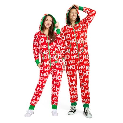 Women's Cozy Christmas Onesie Pajamas - Red HoHoHo Santa Adult Cozy Jumpsuit: Large
