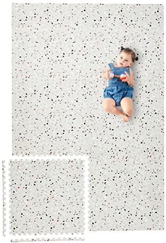 Image of Yay Mats Stylish Extra Large Baby Play Mat. Soft, Thick, Non-Toxic Foam Covers 6 ft x 4 ft. Expandable Tiles with Edges Infants and Kids Playmat Tummy Time Mat