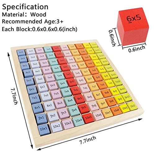 Umbresen Wooden Multiplication Board Game, 100 Cubes Blocks Montessori 10X10 Times Table Tray With Answers Preschool Learning Toys Gift For Children Kids (Multiplication Board) #TOP6