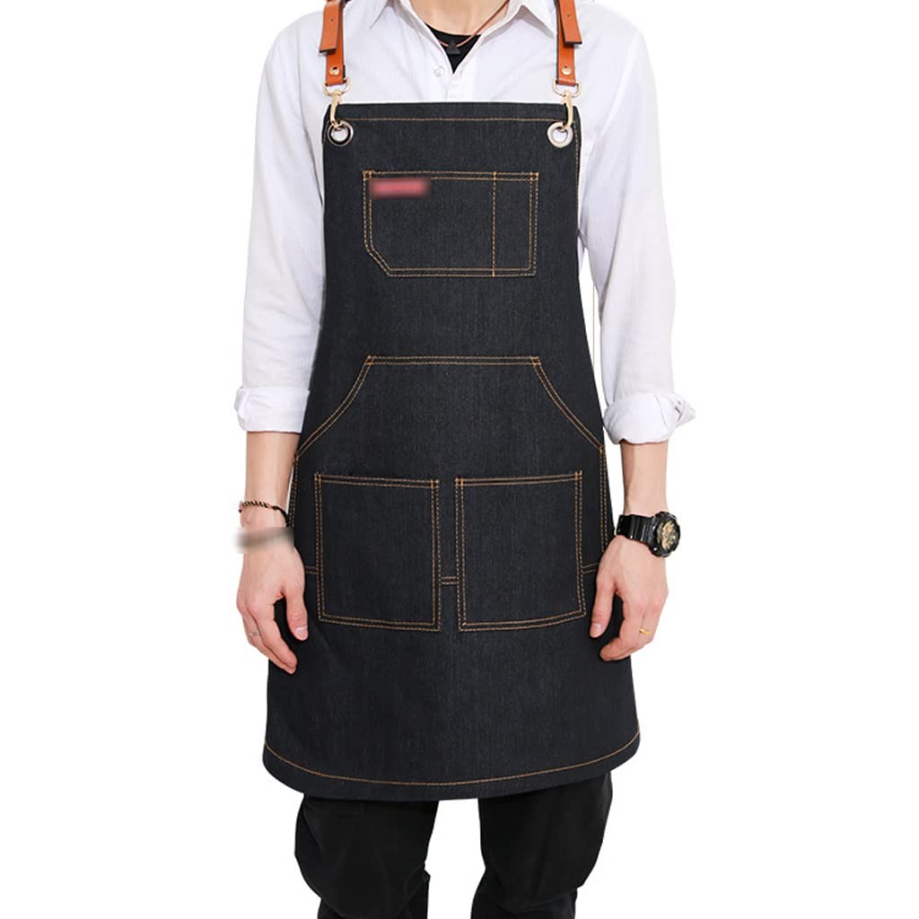 Server Aprons Barista Apron Cocina cocina delantal ajustable babero delantal cocinar delantal restaurante chef delantal hombres y mujeres amplia delantal Kitchen Aprons Chefs Appron (Color : Black)