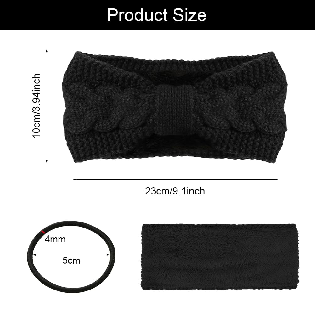 Winter Gebreide Hoofdband Vrouwen Dames Fleece Gevoerde Thermische
