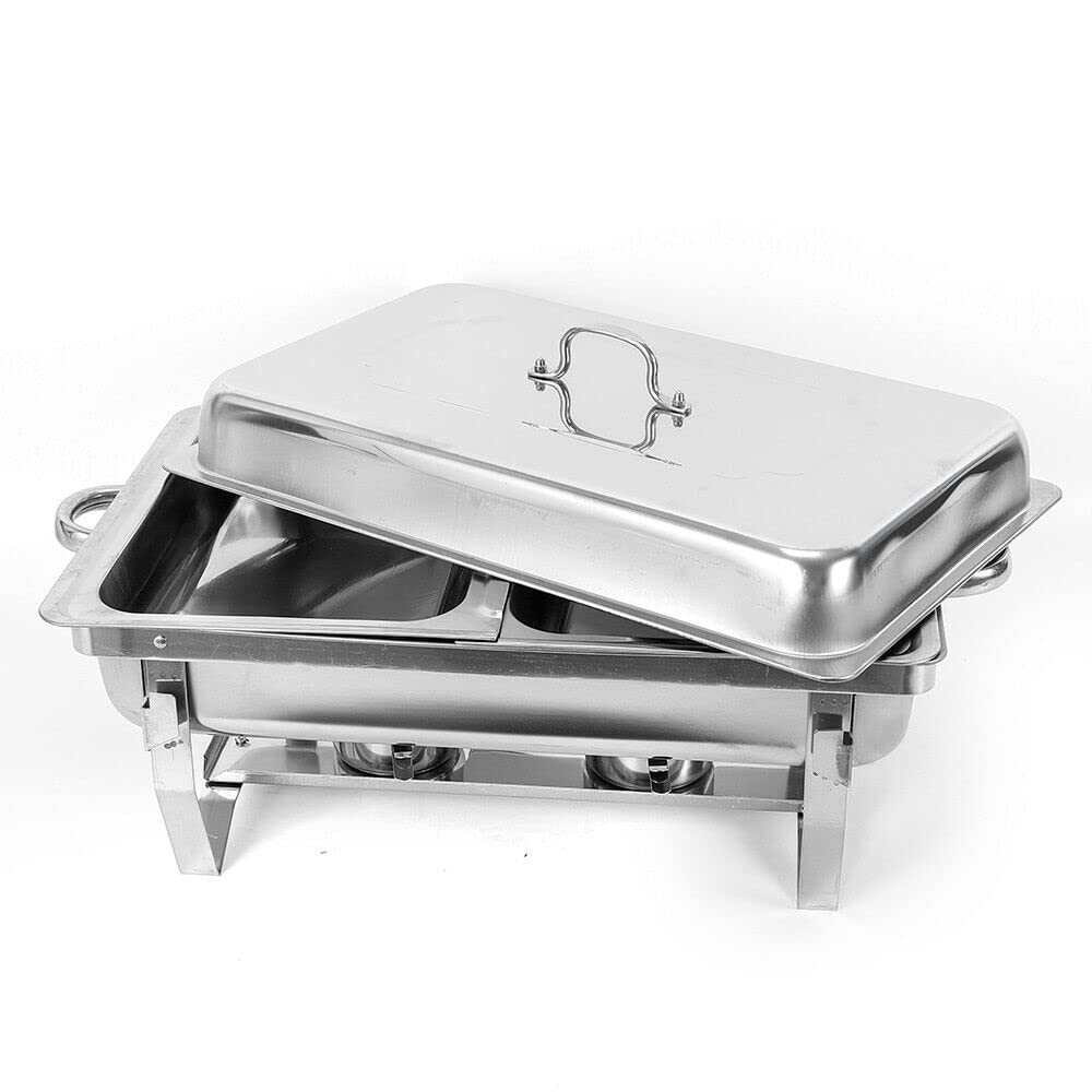 Chafing Dish Buffet - Juego de cazas de Buffet de Acero Inoxidable con Marco, Cuencos de Agua, Bandeja para Alimentos, Soporte Combustible y Tapa, para Fiestas, Banquetes, bufés, Bodas (7,5L)