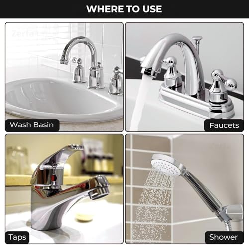 Image of Zerfa Tough Lime Scale Hard Water Stain Remover & Tap Cleaner, Bathroom, Taps, Faucet, Basins, Showers & Floor Tiles Cleaning Spray for Tough Stains - 300 ml