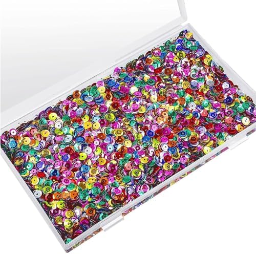 80000 Pcs Bulk Loose Christmas Decorations 6 mm Round Embroidery Sequins with Holes Rainbow Sequins for Crafts with Storage Box Spangles for Jewelry Making Sewing DIY Art(320 Grams) 80000 Pcs Bulk Loose Christmas Decorations 6 mm Round Embroidery Sequins with Holes Rainbow Sequins for Crafts with Storage Box Spangles for Jewelry Making Sewing DIY Art(320 Grams)